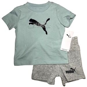Puma Baby Boy 6 9 Mos‎ Shorts Outfit Set 2pc Blue Gray Shirt Top NWT